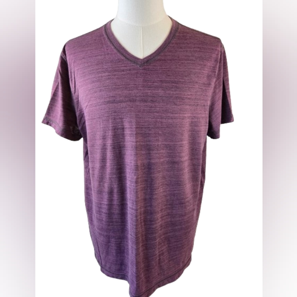 Rock & Republic Tee V-Neck Purple Black Short Sleeve Size XL